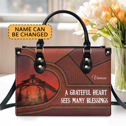 Grateful Heart - Personalized Leather Handbag GMJSLB200098
