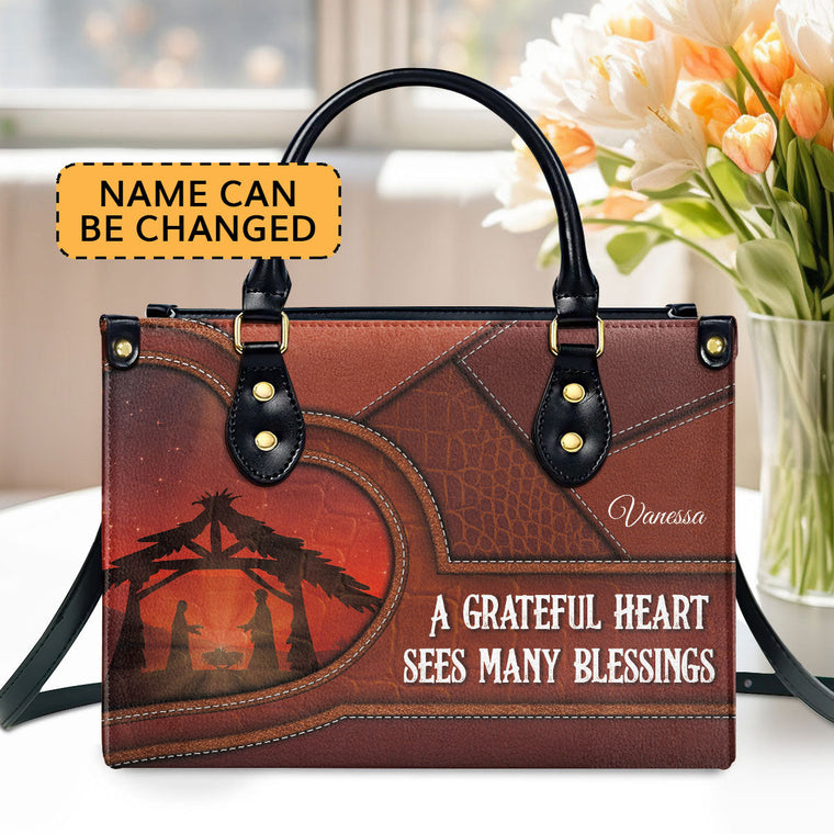 Grateful Heart - Personalized Leather Handbag GMJSLB200098