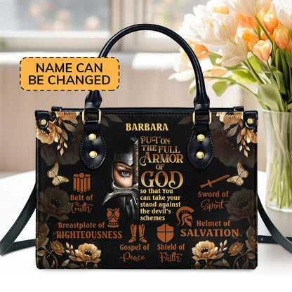 Armor Of God Inspirational - Personalized Leather Handbag GMJSLB200020