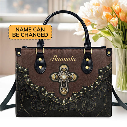 Faith-Inspired Leather Handbag - Personalized Cross Bag GMJSLB200080