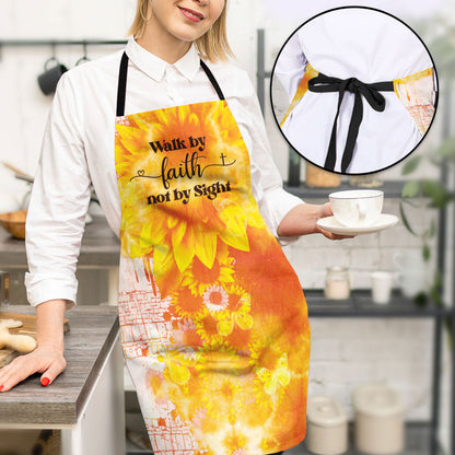 Walk by Faith Not by Sight - Sunflower Apron Christian Inspirational