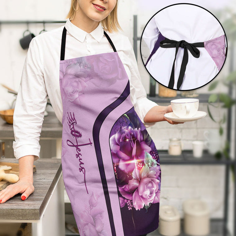 Faith-Inspired Rose and Cross - Kitchen Apron