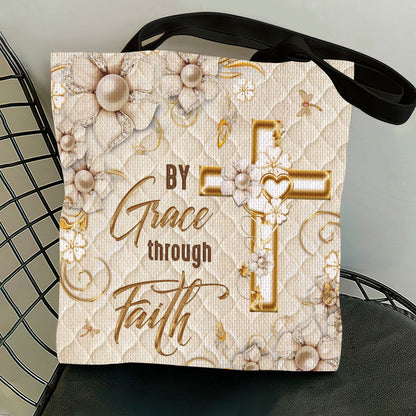 By Grace Through Faith - Inspirational Cross Tote Bag GTTJS10211