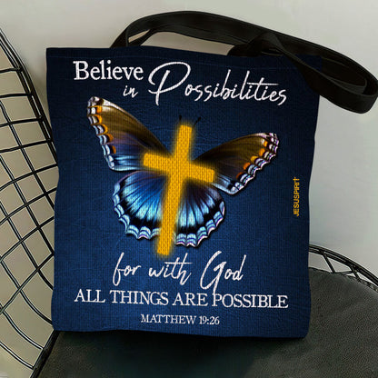 With God All Things Are Possible - Tote Bag - Inspirational Faith GTTJS10064