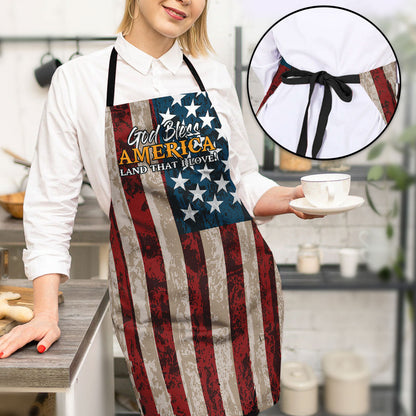 God Bless America - Inspirational Apron with Tie Back