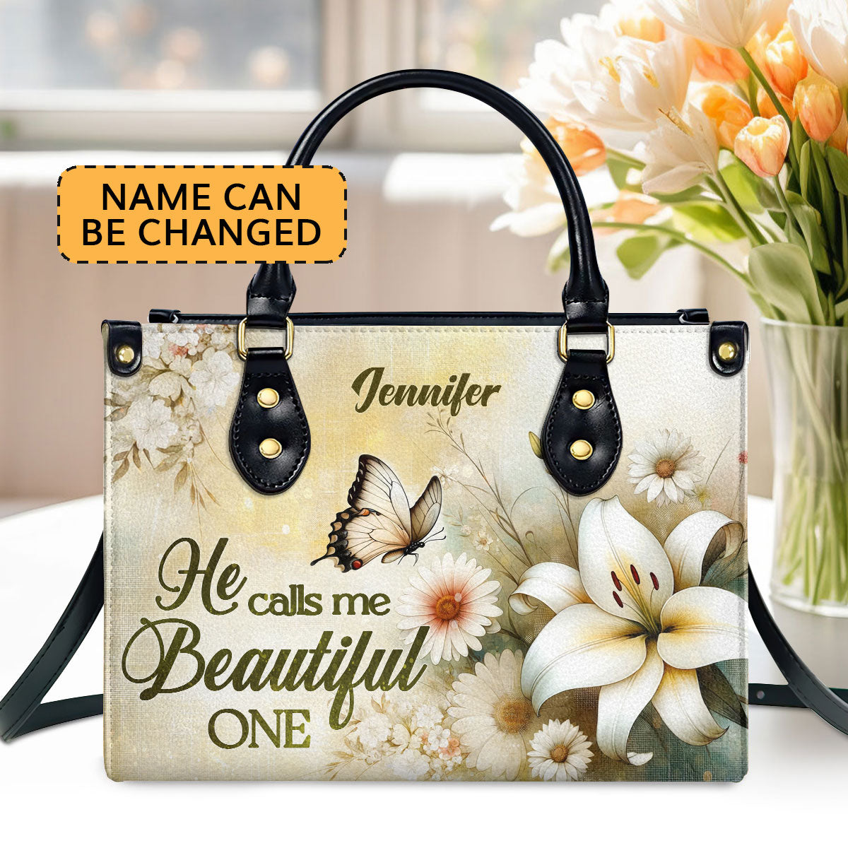 He Calls Me Beautiful One - Personalized Leather Handbag - Gift for Women GMJSLB200026