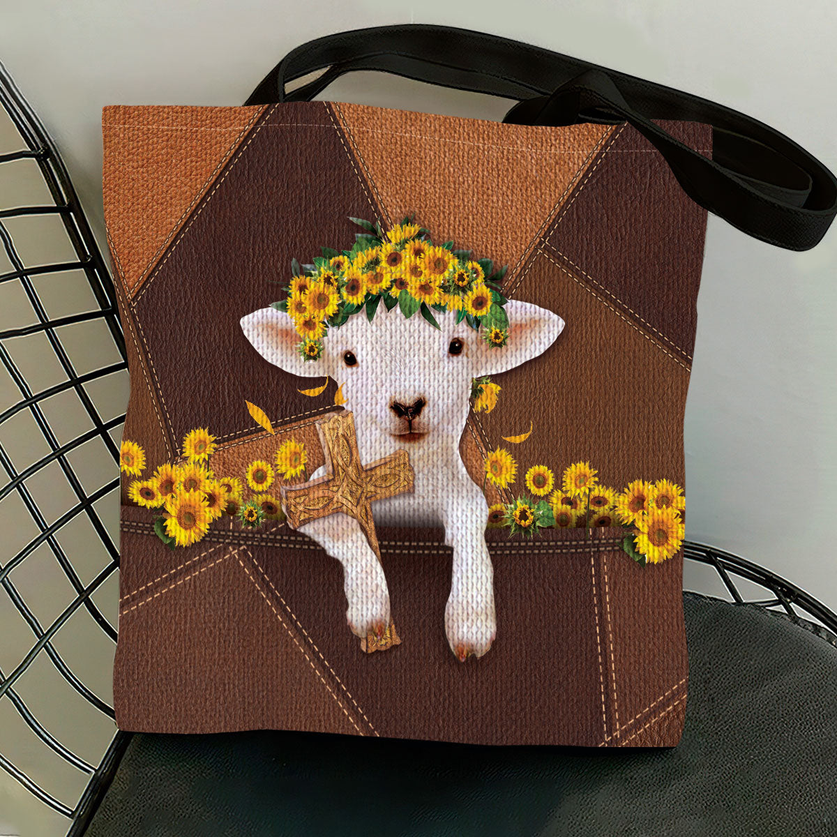 Faith-Inspired Cross and Lamb Tote Bag - Christian Gift for Women GTTJS10346