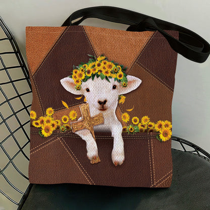 Faith-Inspired Cross and Lamb Tote Bag - Christian Gift for Women GTTJS10346