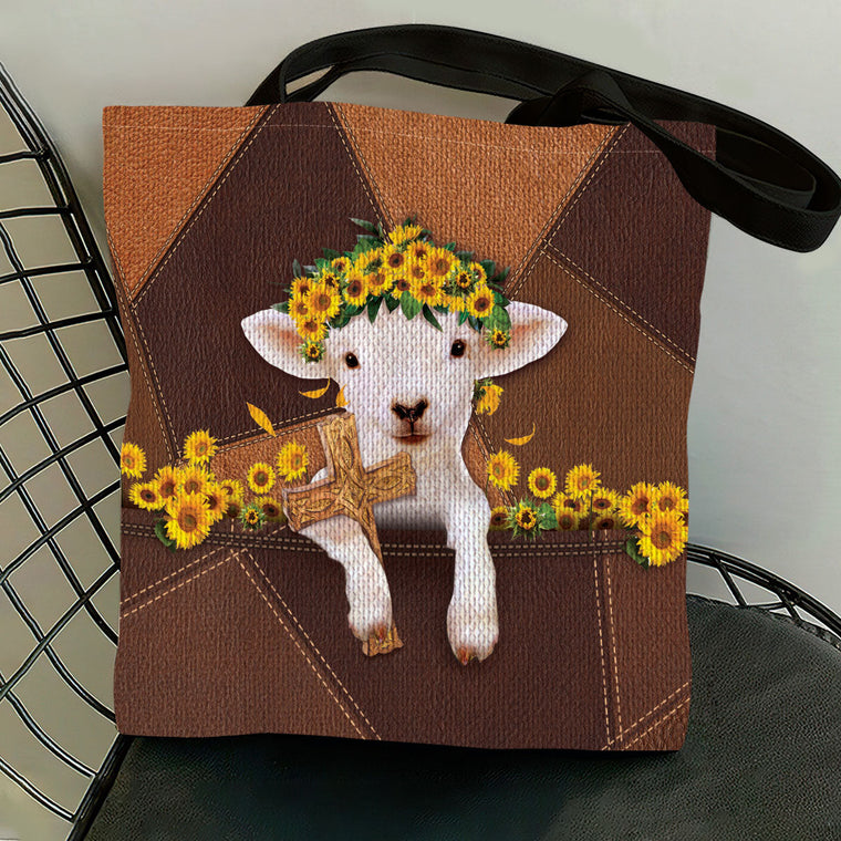 Faith-Inspired Cross and Lamb Tote Bag - Christian Gift for Women GTTJS10346