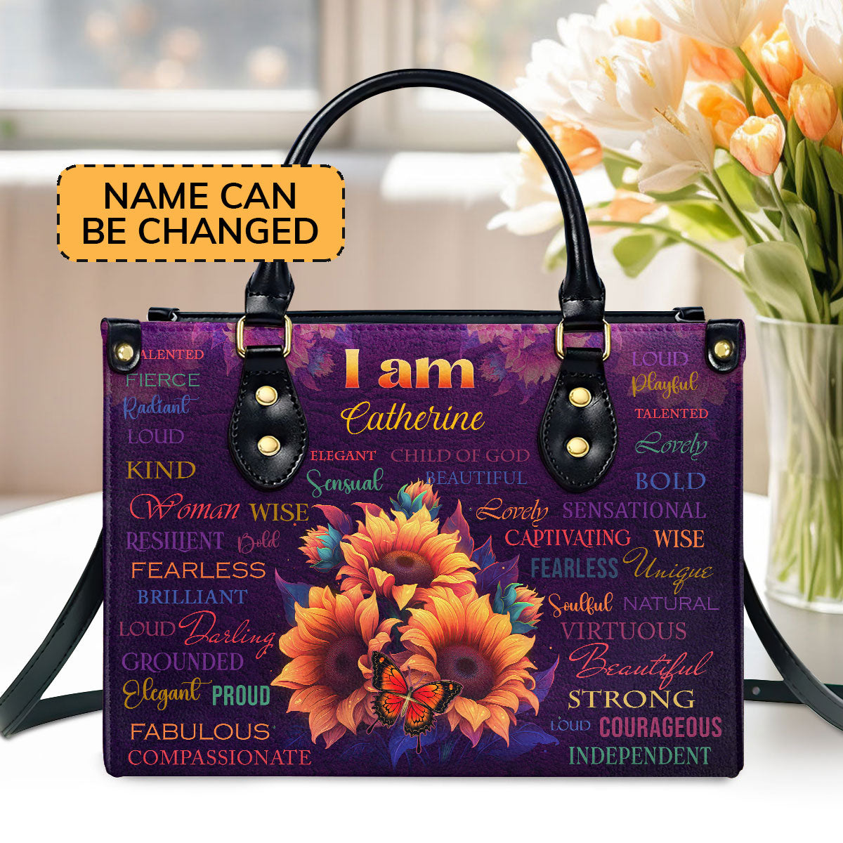 Faith-Inspired - Leather Handbag with Sunflower Design GMJSLB200032