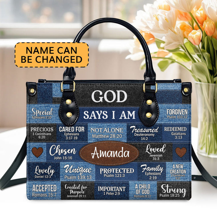 God Says You Are - Personalized Leather Handbag - Gift for Her GMJSLB200036