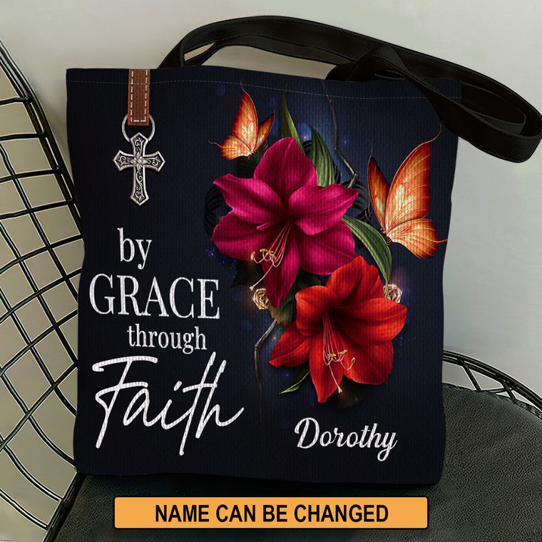 By Grace Through Faith - Personalized Tote Bag GTTJS10161