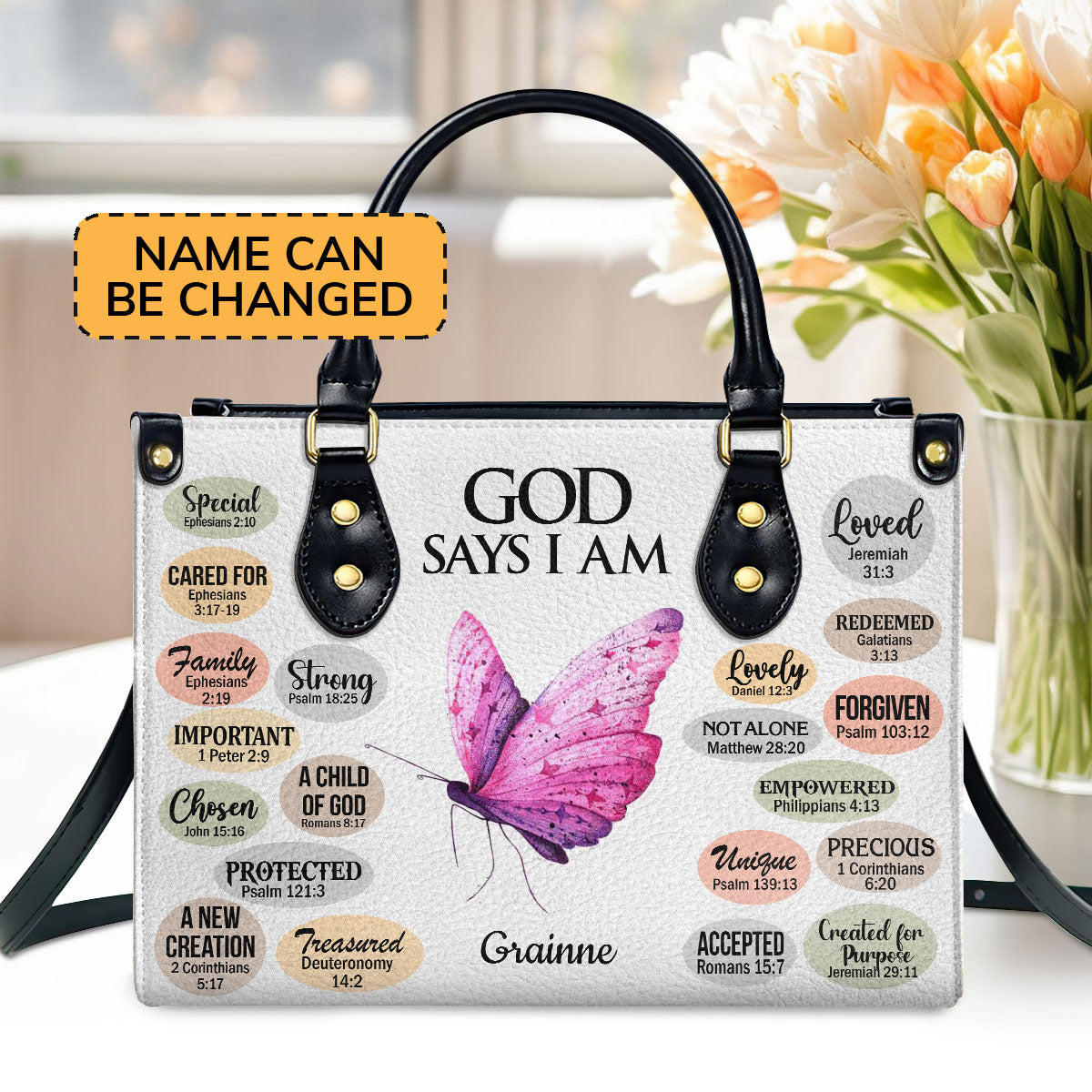 What God Says About You - Leather Handbag - Personalized Christian Gift for Women GMJSLB200074