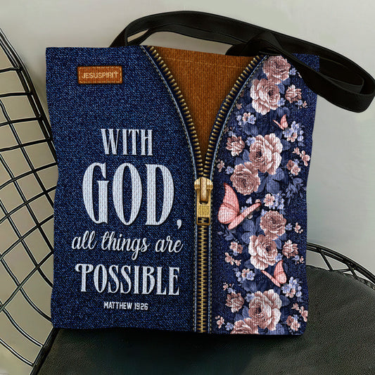 With God All Things Are Possible - Christian Tote Bag GTTJS10062