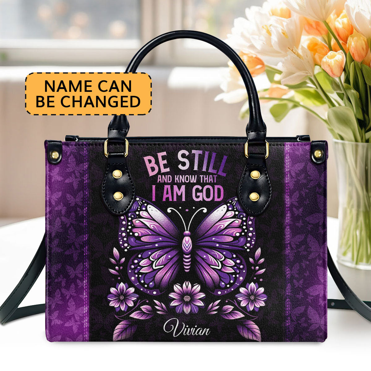Be Still And Know That I Am God - Personalized Leather Handbag GMJSLB200013