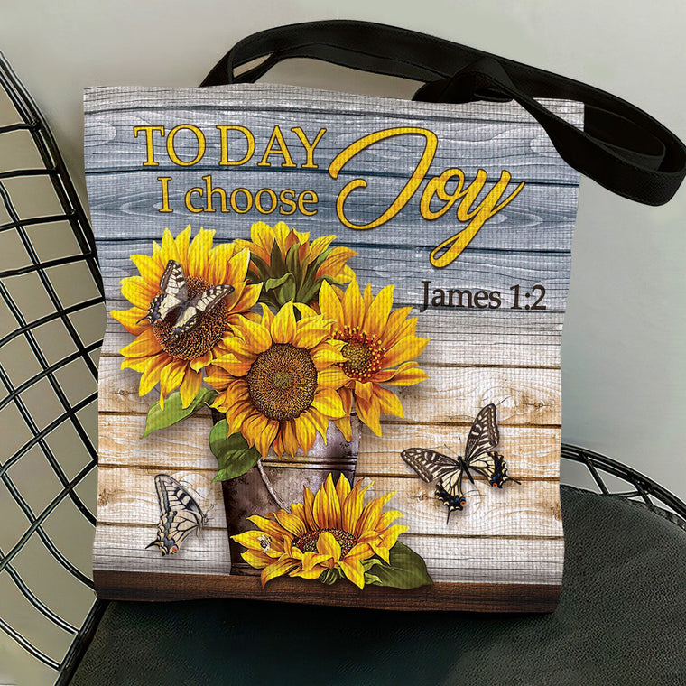 Today I Choose Joy - Sunflower Tote Bag - Inspirational Floral for Women GTTJS10330