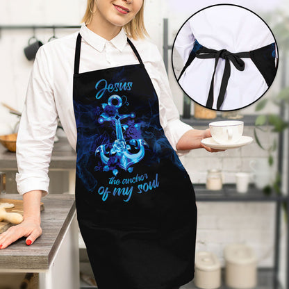 Jesus The Anchor Of My Soul - Apron with Cross and Rose Design