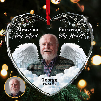 Always On My Mind - Heart Shaped Glass Ornament GOJS10232