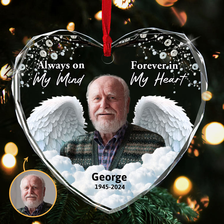Always On My Mind - Heart Shaped Glass Ornament GOJS10232