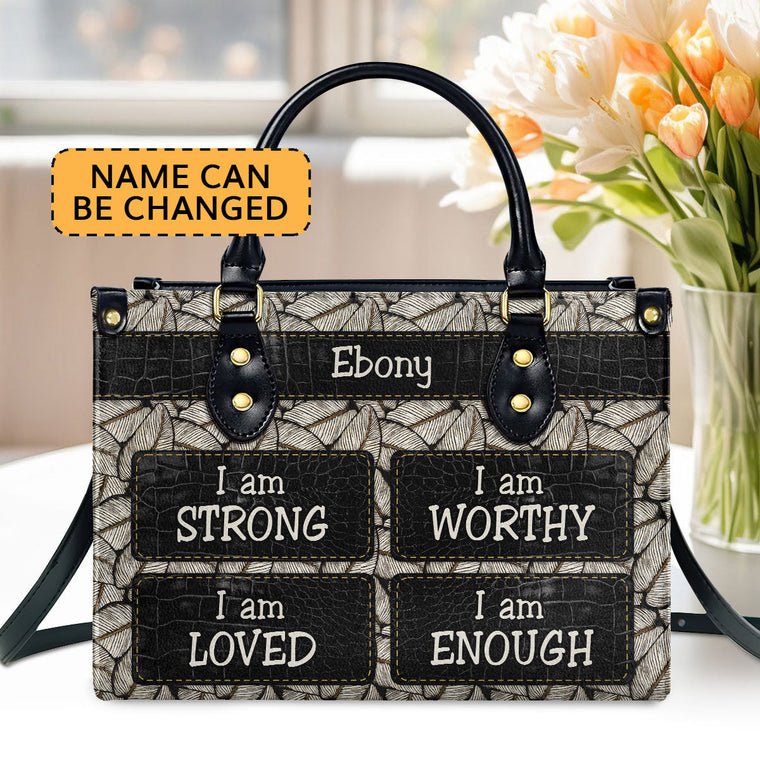 Jesuspirit I Am Strong - Personalized Leather Handbag - Gift For Her GMJSLB200012