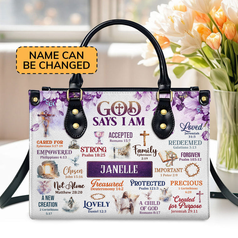 God Says I Am - Personalized Leather Handbag - Gift For Women GMJSLB200010
