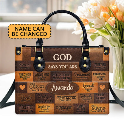 God Says I Am - Personalized Leather Handbag - Gift For Her GMJSLB200035