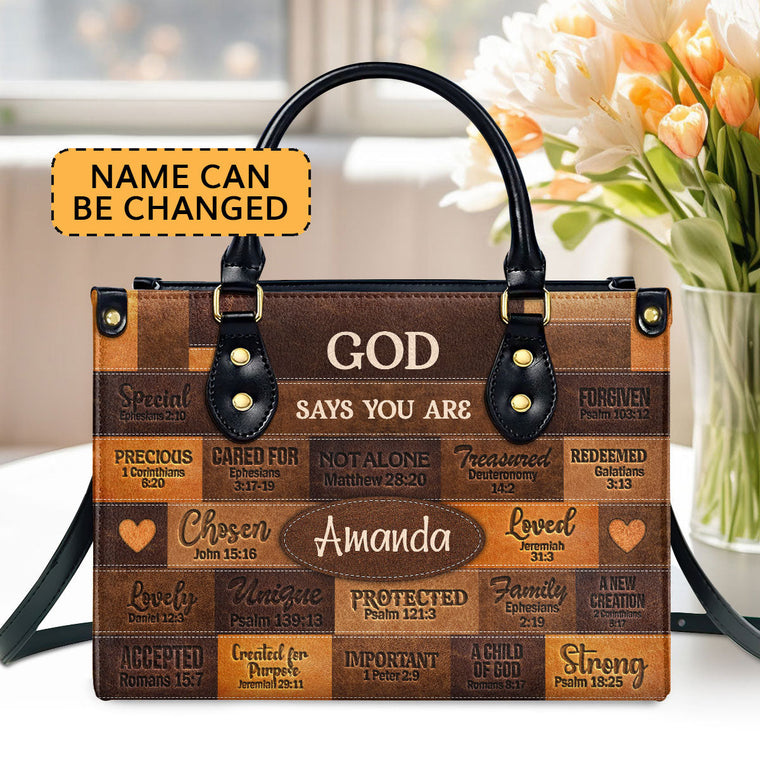 God Says I Am - Personalized Leather Handbag - Gift For Her GMJSLB200035