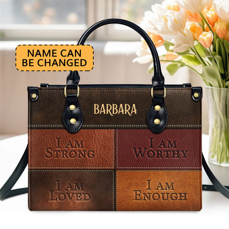 I Am Strong - Personalized Leather Handbag - Gift for Women GMJSLB200042