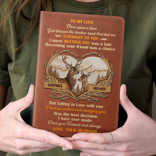God Blessed the Broken Road - Personalized Leather Notebook GMJSNB200118