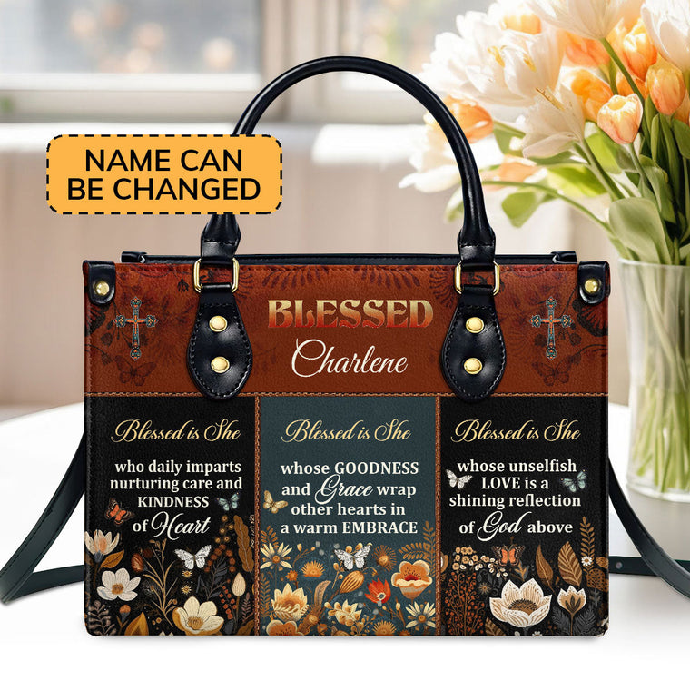 Blessed Is She - Personalized Leather Handbag - Gift for Women GMJSLB200017