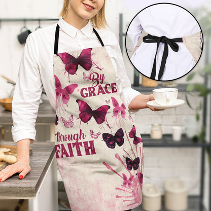 By Grace Through Faith - Butterfly Apron - Personalized Kitchen Accessory