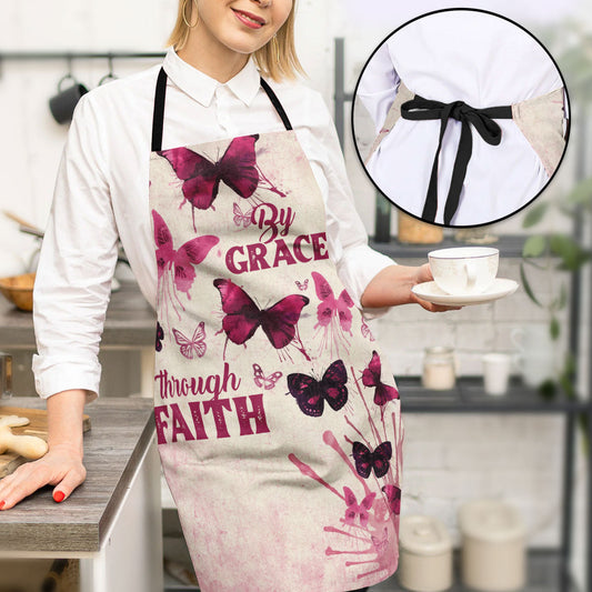 By Grace Through Faith - Butterfly Apron - Personalized Kitchen Accessory
