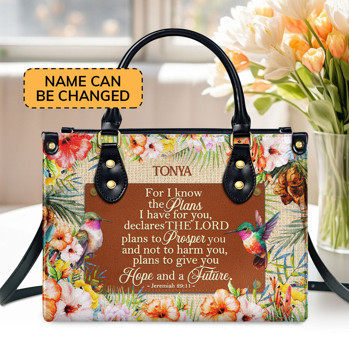 For I Know The Plans I Have For You - Personalized Leather Handbag GMJSLB200038