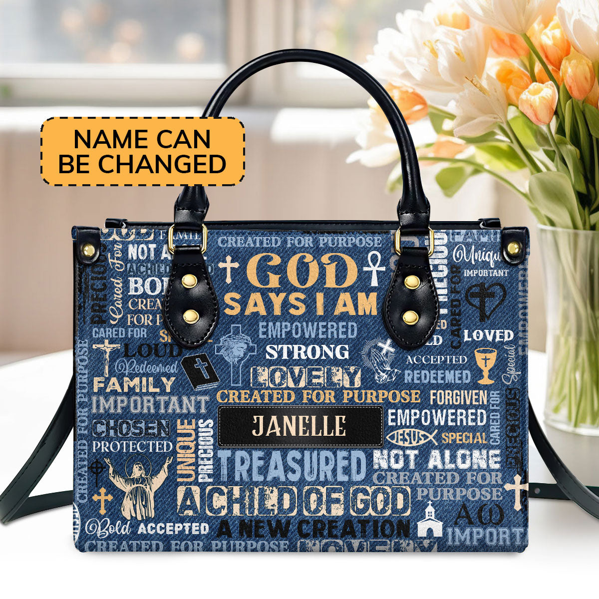 I Am A Child Of God - Personalized Leather Handbag GMJSLB200019