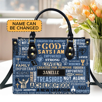 I Am A Child Of God - Personalized Leather Handbag GMJSLB200019