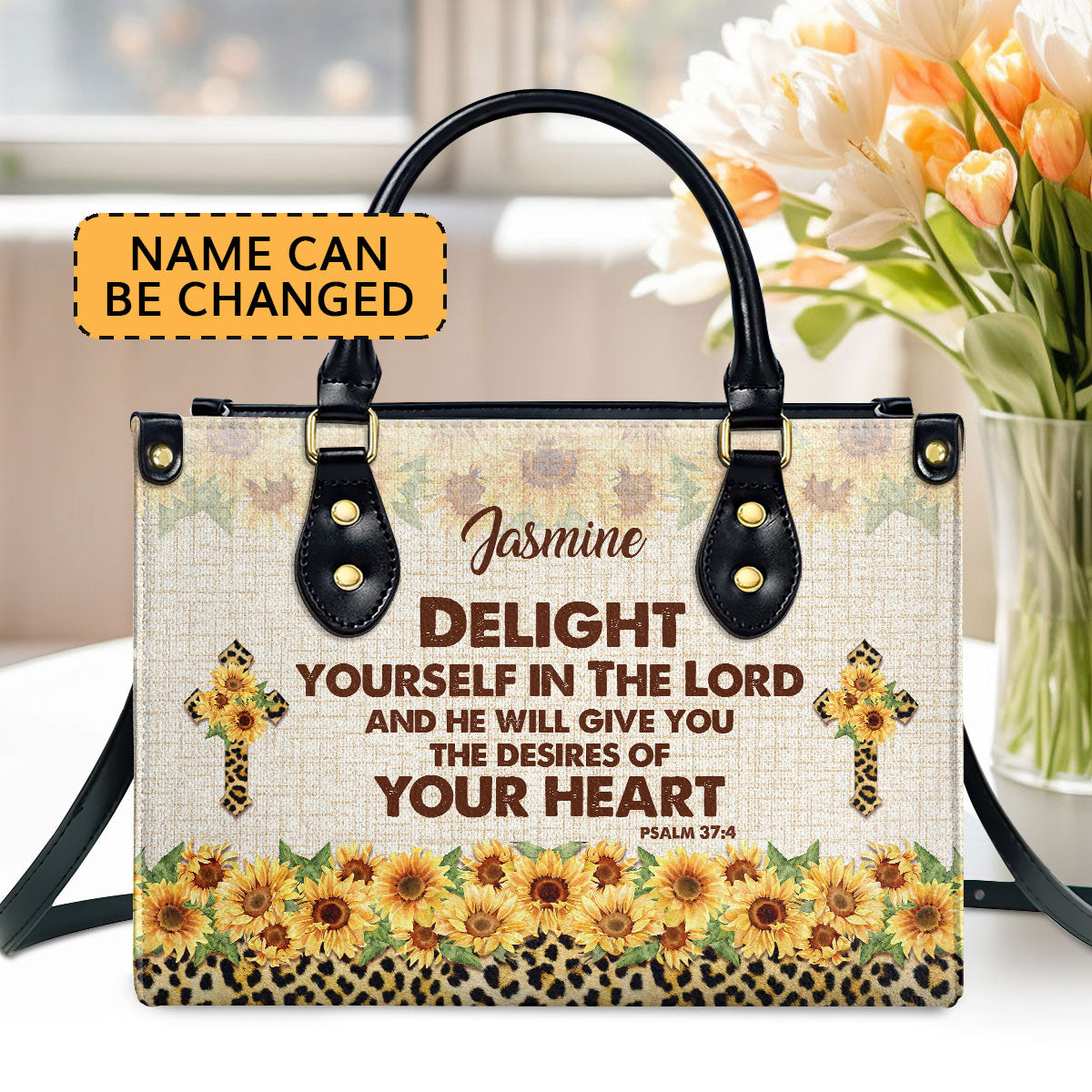 Psalm 37:4 - Personalized Leather Handbag GMJSLB200094