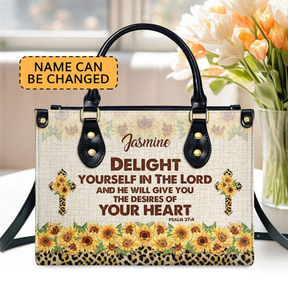 Psalm 37:4 - Personalized Leather Handbag GMJSLB200094
