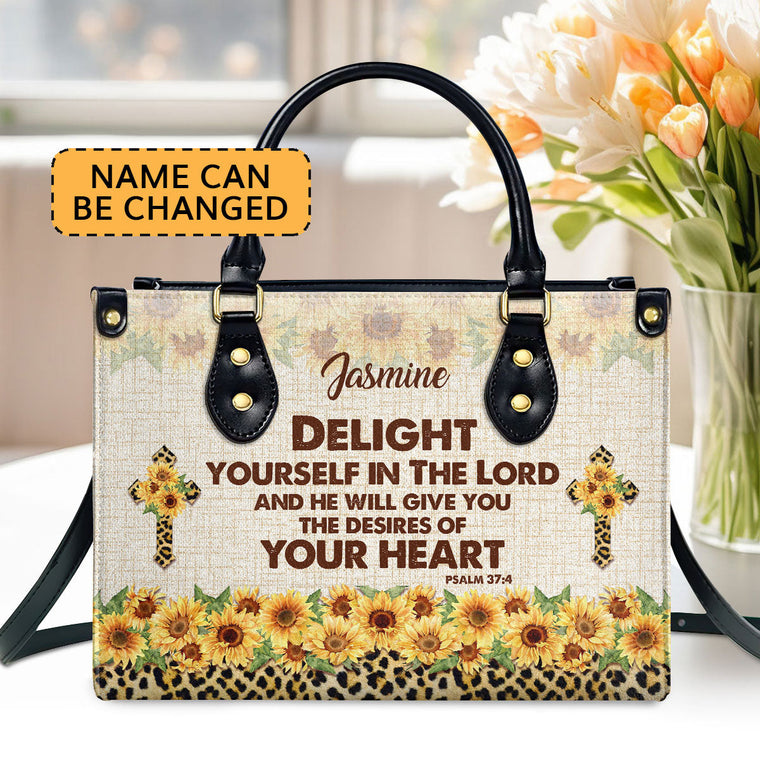 Psalm 37:4 - Personalized Leather Handbag GMJSLB200094
