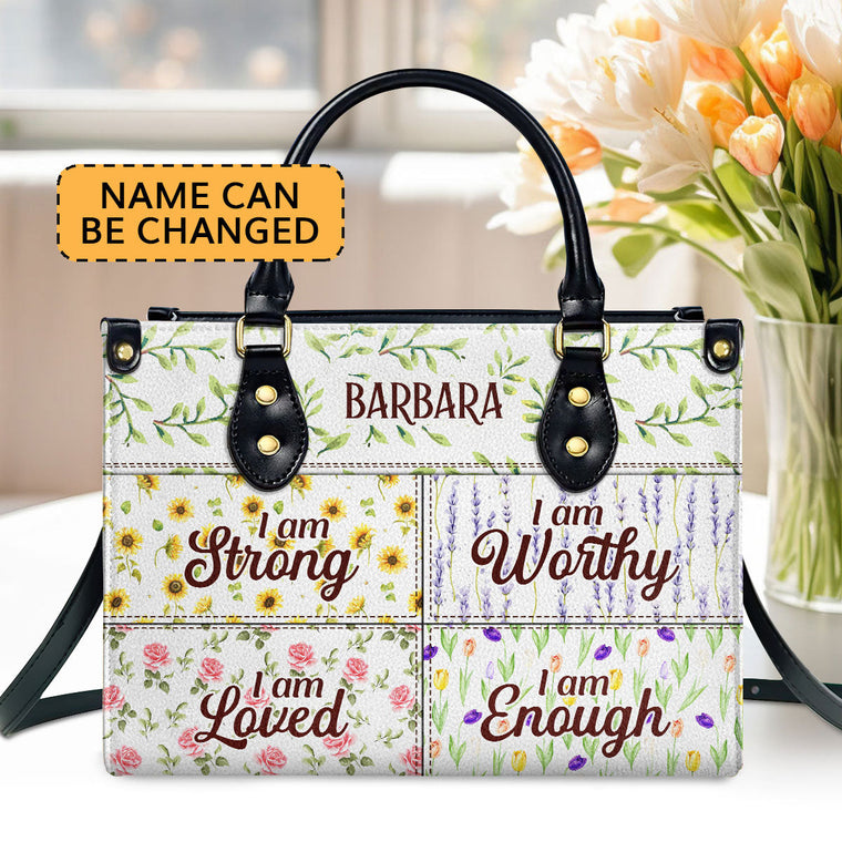 I Am Enough - Personalized Leather Handbag - Gift for Women GMJSLB200040