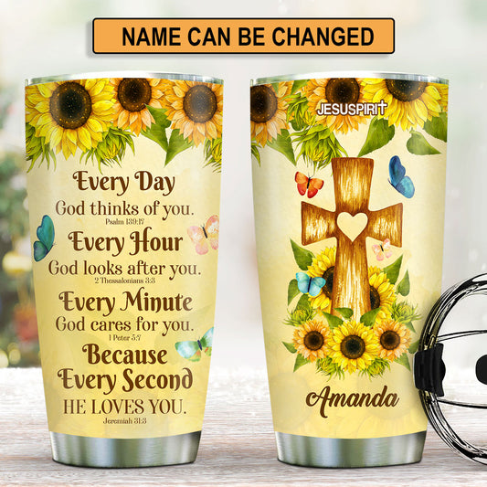 Faith-Inspired Personalized Sunflower Tumbler - 20oz