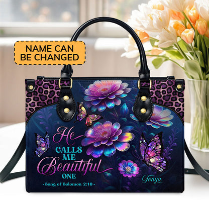 He Calls Me Beautiful One - Personalized Leather Handbag GMJSLB200022