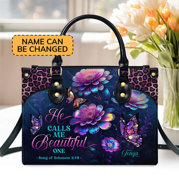 He Calls Me Beautiful One - Personalized Leather Handbag GMJSLB200022