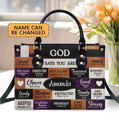 God Says I Am - Personalized Leather Handbag - Gift For Her GMJSLB200025