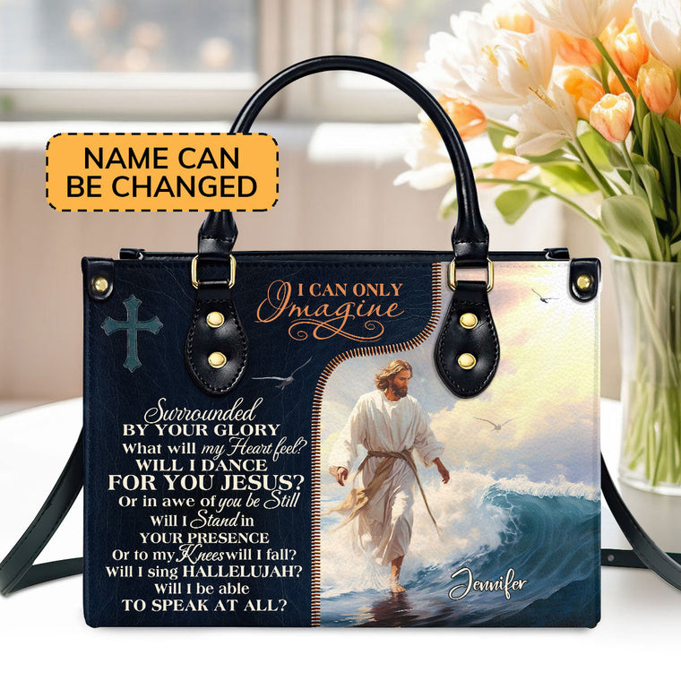 Jesus I Can Only Imagine - Personalized Leather Handbag GMJSLB200028