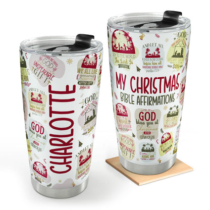 Christmas Bible Affirmations - Personalized Stainless Steel Tumbler