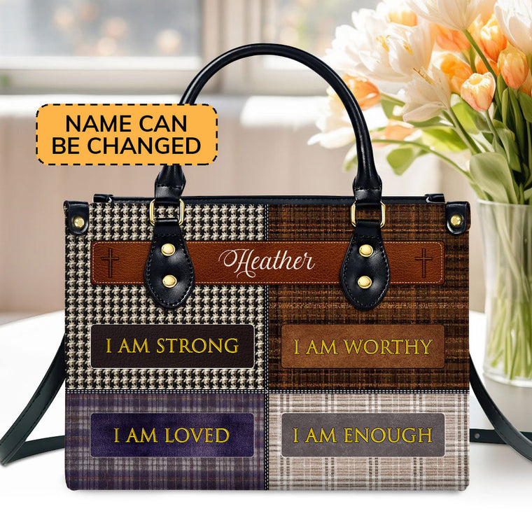 I Am Worthy - Personalized Leather Handbag GMJSLB200015