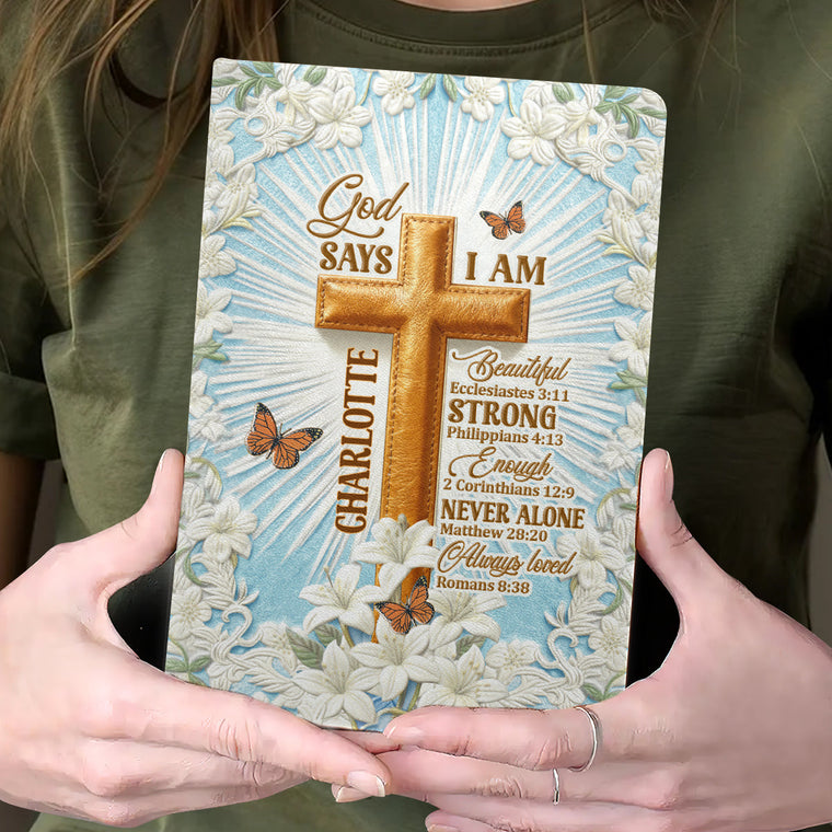 God Says I Am - Personalized Leather Cover Notebook GMJSNB200031