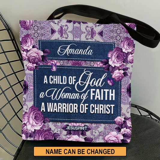 Child Of God - Personalized Floral Tote Bag GTTJS10084