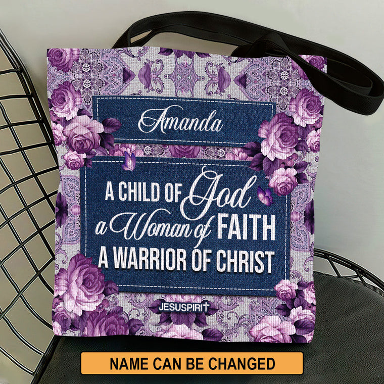 Child Of God - Personalized Floral Tote Bag GTTJS10084