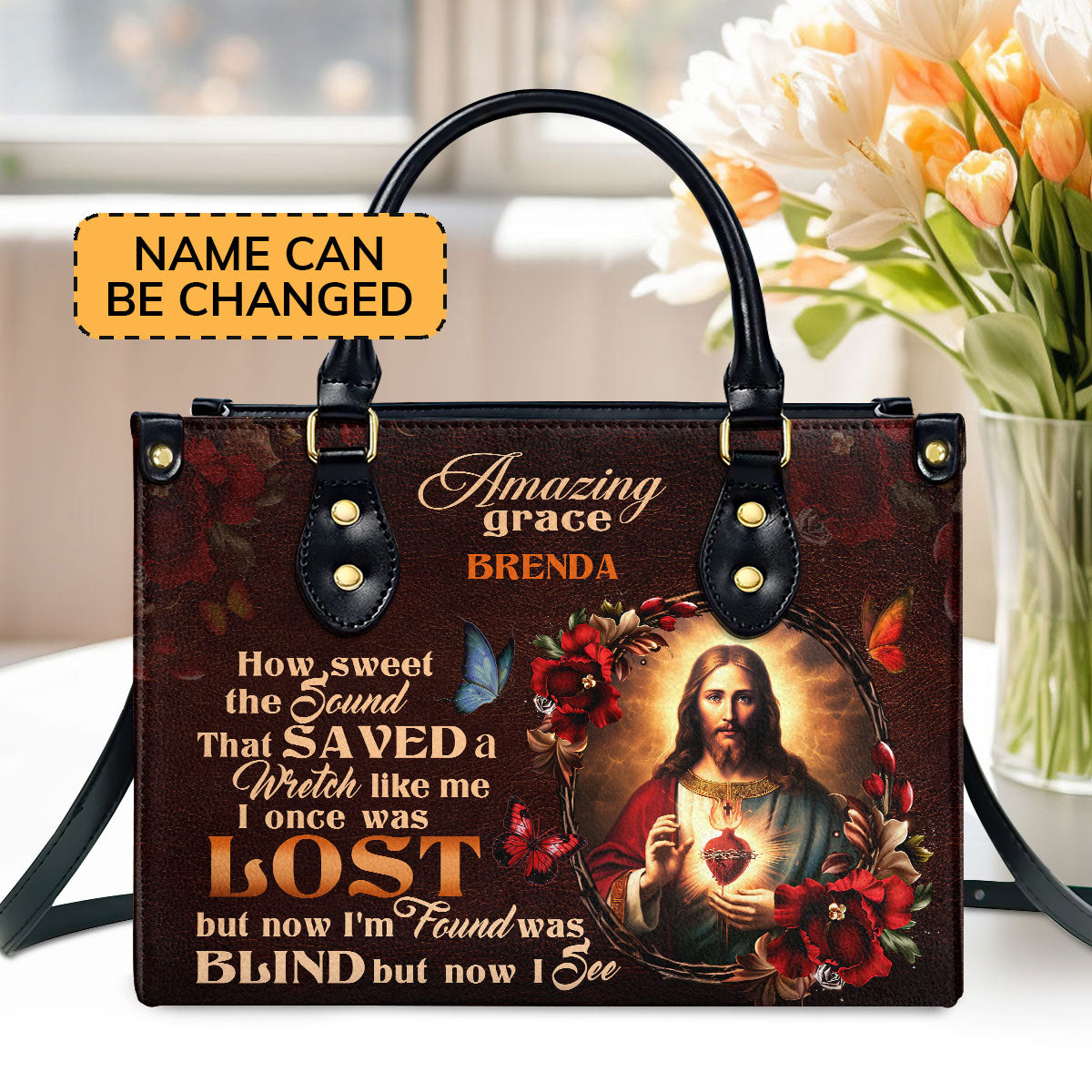 Jesus Amazing Grace - Leather Handbag - Personalized Christian Gift GMJSLB200023